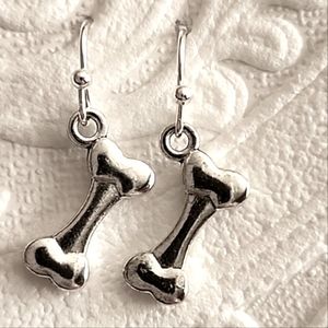 Dog Bone Earrings French Hook Stainless ER